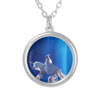 Unicorn and his mistress silver plated necklace