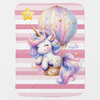 Unicorn and Hot Air Balloon Wall Clock Baby Blanket