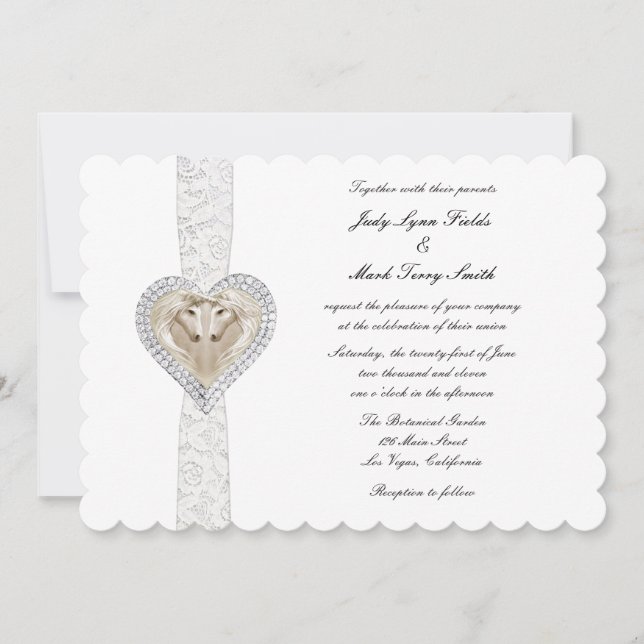 Unicorn And Lace Wedding Invitation (Front)