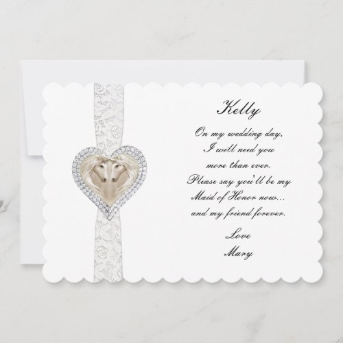 Unicorn And Lace Wedding Maid Of Honor Card