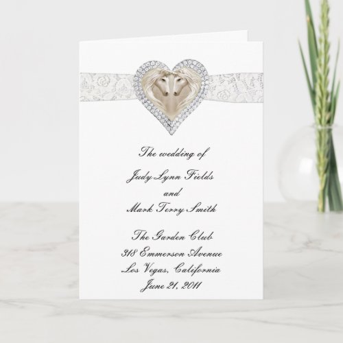 Unicorn And Lace Wedding Program Card
