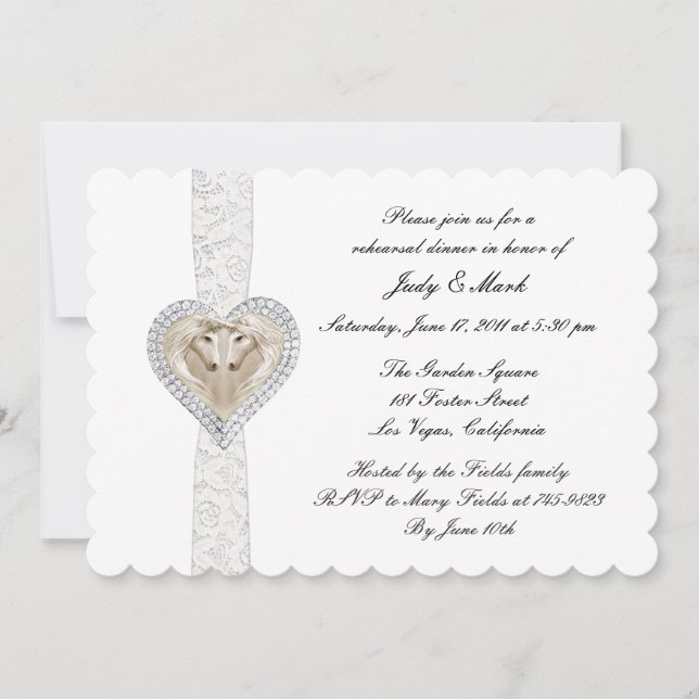 Unicorn And Lace Wedding Rehearsal Dinner Invite (Front)
