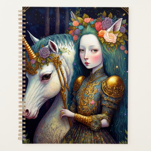 Unicorn and Lady Fantasy Art Planner