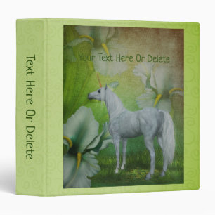 Unicorn And Lily Fantasy Horse Art Personalized 3 Ring Binder