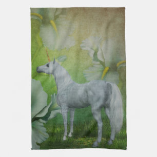 Unicorn And Lily Flowers Towel
