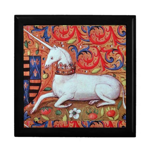 UNICORN AND MEDIEVAL FANTASY FLOWERSFLORAL MOTIFS JEWELRY BOX