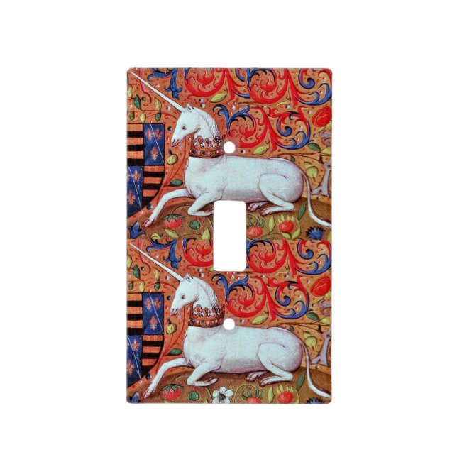 UNICORN AND MEDIEVAL FANTASY FLOWERS,FLORAL MOTIFS LIGHT SWITCH COVER (Front)