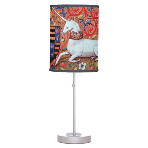 UNICORN AND MEDIEVAL FANTASY FLOWERSFLORAL MOTIFS TABLE LAMP