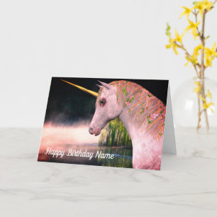 Unicorn And Mist Fantasy Birthday Card