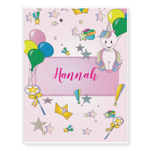 Unicorn and name Custom Temporary Tattoos
