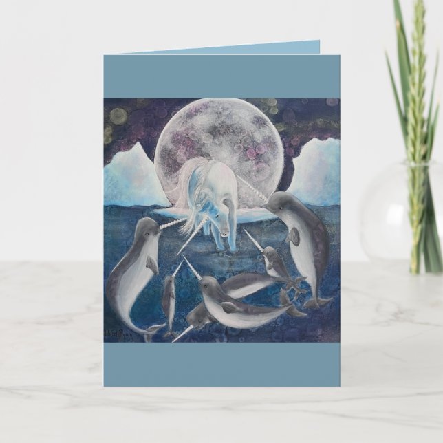 Unicorn and Narwhals Arctic Birthday Card (Front)