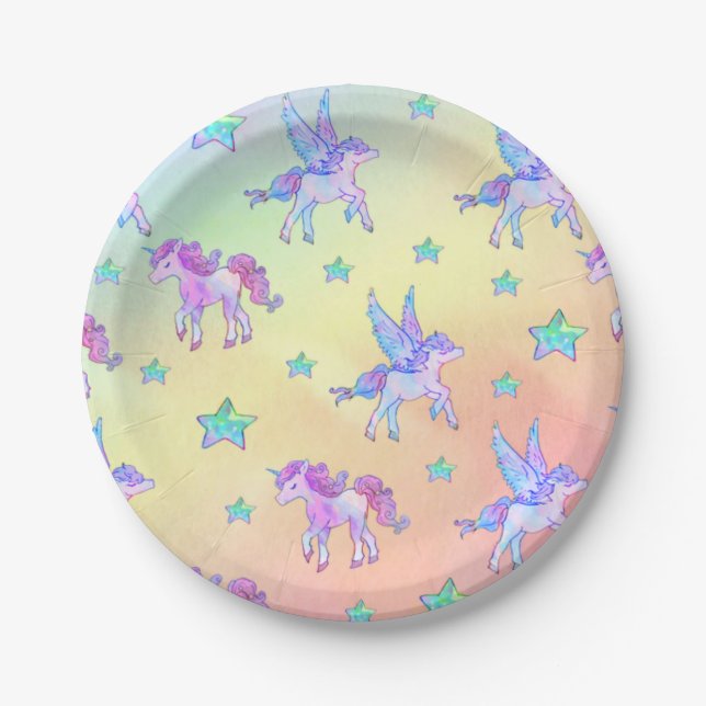 Unicorn and Pegasus Paper Plates (Front)