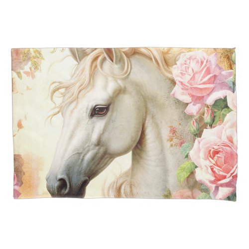 Unicorn and Pink Roses Pillow Case