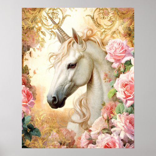 Unicorn and Pink Roses