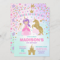 Unicorn And Princess Invitation Magical Birthday