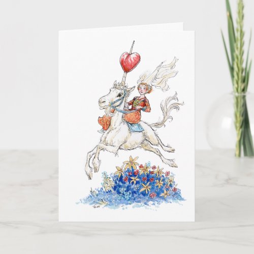 Unicorn and Princess Valentine Card