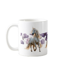 Unicorn and purple flowers
