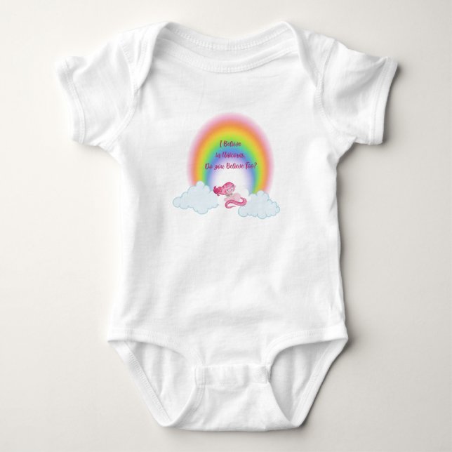 Unicorn and Rainbow Bodysuit for Baby Girl (Front)