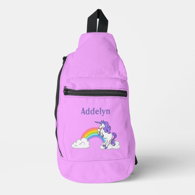 Unicorn and Rainbow Design Sling Bag