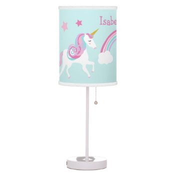 Unicorn And Rainbow Girl Nursery Lamp by Personalizedbydiane at Zazzle