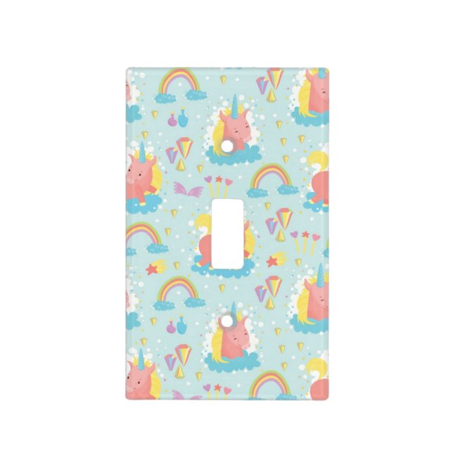 Unicorn and Rainbow Pattern Light Switch Cover (Front)