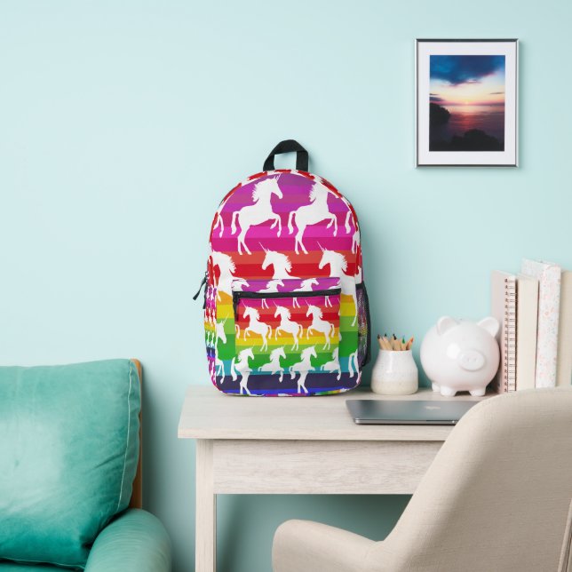 Unicorn and Rainbow Printed Backpack (Insitu)