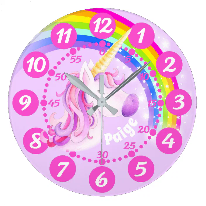 Rainbow & Love Wall Clock Unicorns 