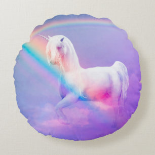 Unicorn and Rainbow Round Pillow
