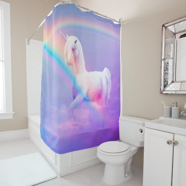 Unicorn and Rainbow Shower Curtain (In Situ)