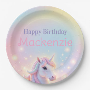 Unicorn and Rainbow Sparkles Birthday Party Paper Plates