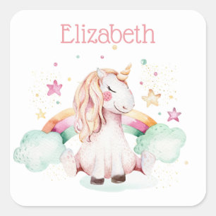 Unicorn and Rainbow Square Sticker
