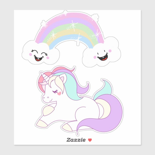 Unicorn and Rainbow Sticker (Sheet)
