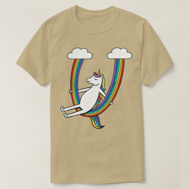 Unicorn and rainbow swing  T-Shirt (Design Front)