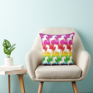 Unicorn and Rainbow Throw Pillow