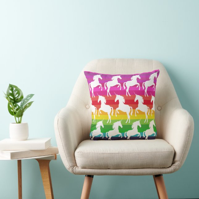 Unicorn and Rainbow Throw Pillow (Chair)
