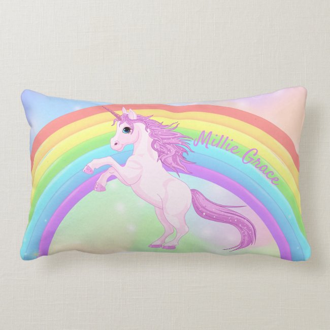Unicorn and Rainbow Throw Pillow
