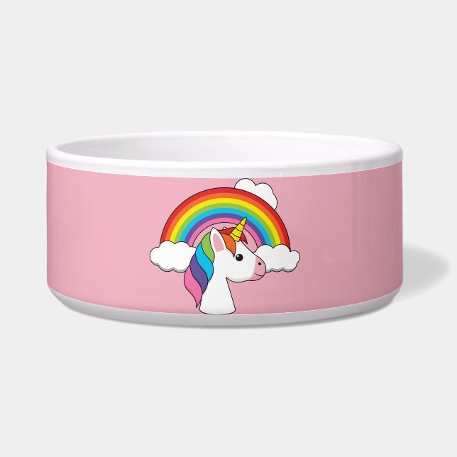 Unicorn and Rainbow with Clouds Kawaii Bowl (Front)
