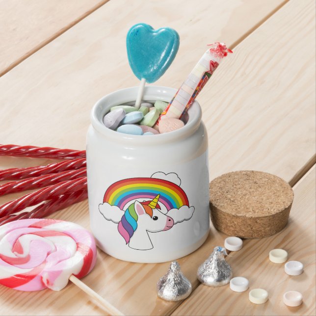 Unicorn and Rainbow with Clouds Kawaii Candy Jar (In Situ)