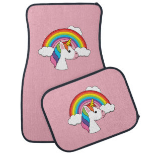 Unicorn and Rainbow with Clouds Kawaii Car Floor Mat