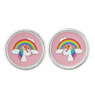 Unicorn and Rainbow with Clouds Kawaii Cufflinks