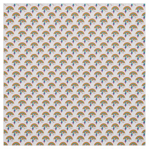 Unicorn and Rainbow with Clouds Kawaii Fabric