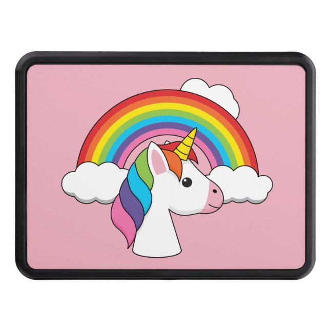 Unicorn and Rainbow with Clouds Kawaii Hitch Cover (Front)