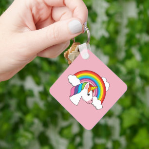 Unicorn and Rainbow with Clouds Kawaii Keychain