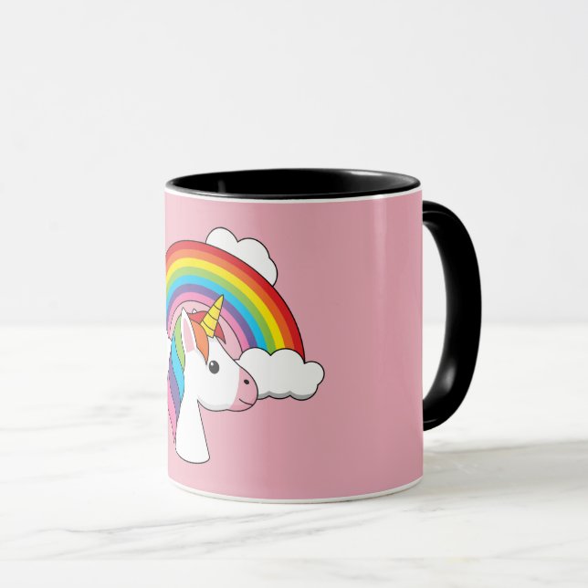 Unicorn and Rainbow with Clouds Kawaii Mug (Front Right)