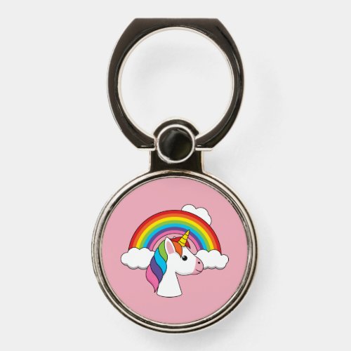 Unicorn and Rainbow with Clouds Kawaii Phone Ring Stand