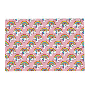 Unicorn and Rainbow with Clouds Kawaii Placemat
