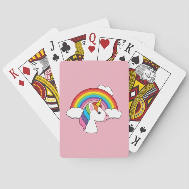 Unicorn and Rainbow with Clouds Kawaii Poker Cards (Back)