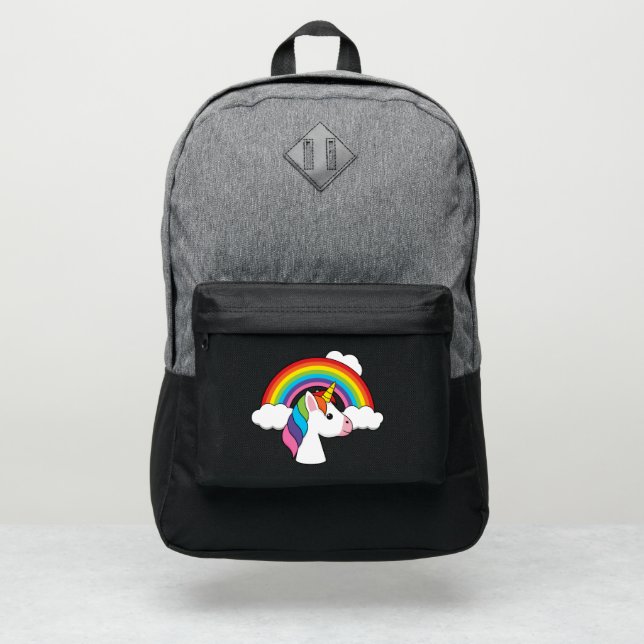 Unicorn and Rainbow with Clouds Kawaii Port Authority® Backpack (Front)