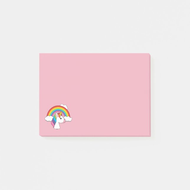 Unicorn and Rainbow with Clouds Kawaii Post-it Notes (Front)