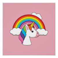 Unicorn and Rainbow with Clouds Kawaii